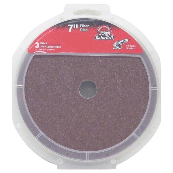 Gator Fiber Disc, 7 in Dia, 50 Grit, Coarse, Aluminum Oxide Abrasive, Fiber Backing 3082
